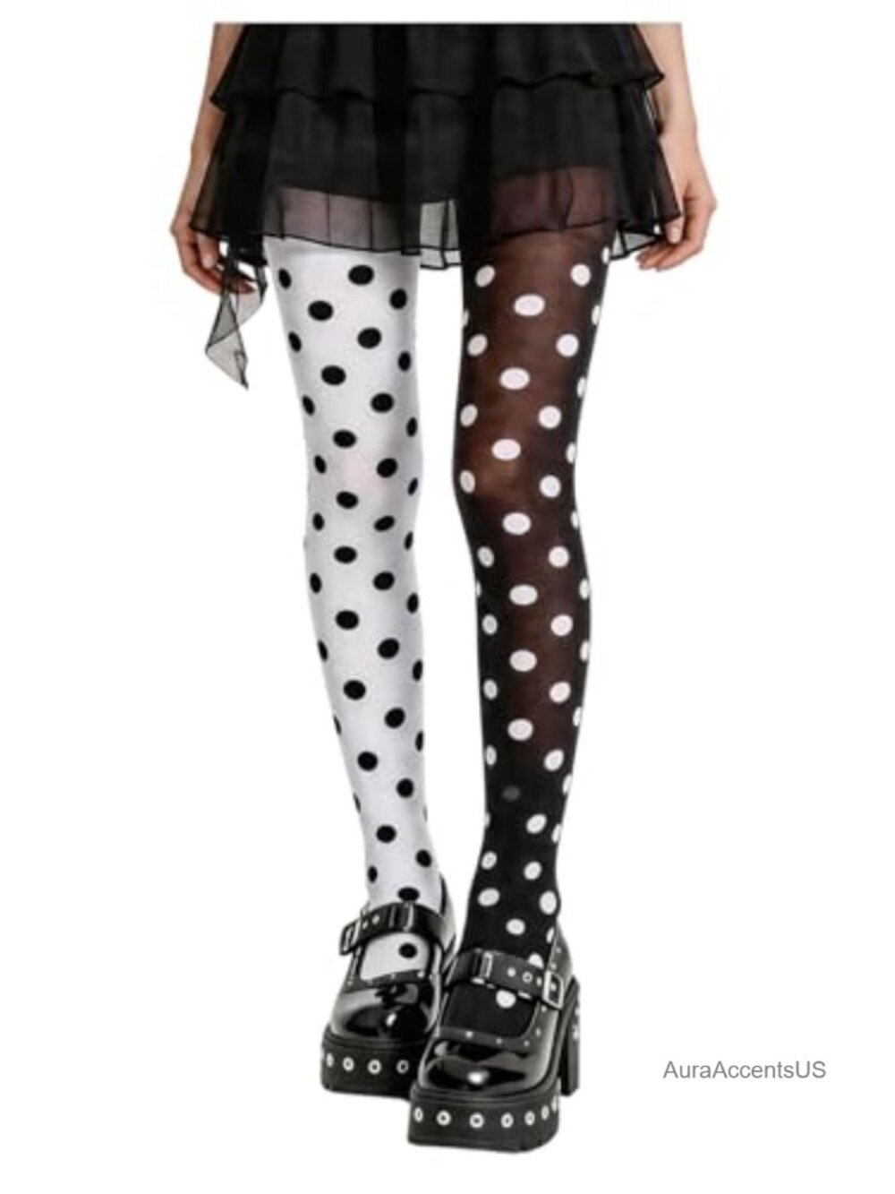 Women's Polka Dot Mesh Tights High Waist Y2K Rave Festival Stockings